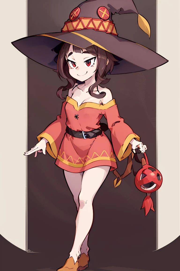 smile,full body, 1girl, megumin, <lora:megumin_type2:0.8>, witch hat, brown hair, red dress standing ,smile , adorable face , cowboy shot,
<lora:CrispyChipsStyle:0.8>