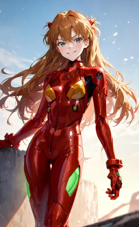 masterpiece, best quality, 1girl, souryuu asuka langley, plugsuit, smug, smirk