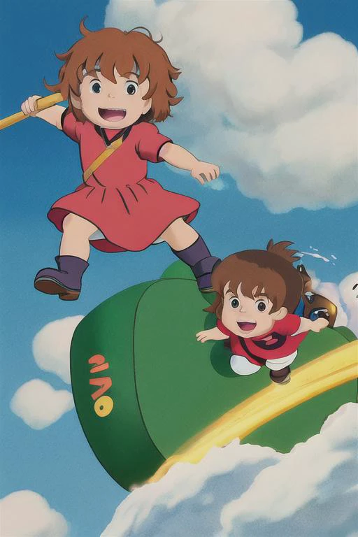 <lora:kancolle_ikazuchi-10:.7> "ikazuchi, fang, hairclip, brown hair, brown eyes", <lora:Ponyo:.7> "ponyo, brown hair", Pixar, Powerpuff Girls cosplay