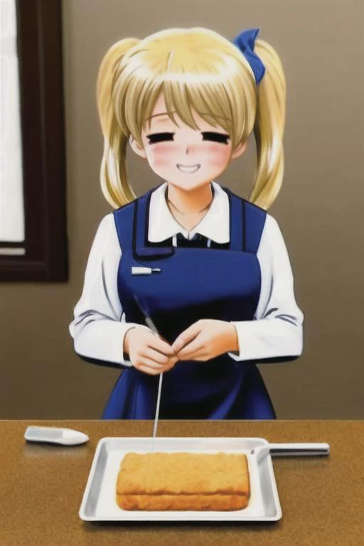 <lora:Angelica_Pickles_Rugrats_original-000009:.7> "blonde hair, twintails, dress, hair bow", <lora:Pulesia:.7> "pulesia", baking, blushing
