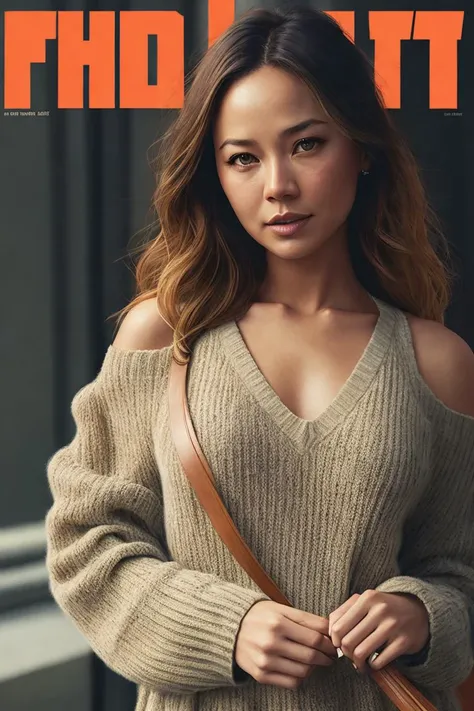 photo of (m00nb:0.99), a woman in the cover of a fashion magazine, (magazine cover:1.3), modelshoot style, (extremely detailed CG unity 8k wallpaper), photo of the most beautiful artwork in the world, professional majestic oil painting by Ed Blinkey, Atey Ghailan, Studio Ghibli, by Jeremy Mann, Greg Manchess, Antonio Moro, trending on ArtStation, trending on CGSociety, Intricate, High Detail, Sharp focus, dramatic, photorealistic painting art by midjourney and greg rutkowski, (sexy sweater off-shoulders), (looking at viewer), (detailed pupils:1.3), (modern outfit:1.2), (closeup), (magazine text), (magazine title:1.2)