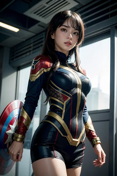 (masterpiece), best quality, perfect face, 1girl, Marvel's comics heroes suit, <lora:Cherprang-02:1>