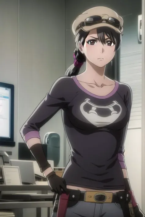 ikumiunagiya, <lora:ikumiunagiya-lora-nochekaiser:1>,
ikumi unagiya, long hair, (black hair:1.5), (brown eyes:1.5), ponytail, low ponytail,
BREAK gloves, hat, belt, pants, sunglasses, goggles, raglan sleeves, black gloves,
BREAK indoors,
BREAK looking at viewer, (cowboy shot:1.5),
BREAK <lyco:GoodHands-beta2:1>, (masterpiece:1.2), best quality, high resolution, unity 8k wallpaper, (illustration:0.8), (beautiful detailed eyes:1.6), extremely detailed face, perfect lighting, extremely detailed CG, (perfect hands, perfect anatomy),
