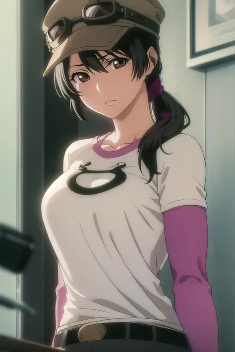 ikumiunagiya, <lora:ikumiunagiya-lora-nochekaiser:1>,
ikumi unagiya, long hair, (black hair:1.5), (brown eyes:1.5), ponytail, low ponytail,
BREAK gloves, hat, belt, pants, sunglasses, goggles, raglan sleeves, black gloves,
BREAK indoors,
BREAK looking at viewer, (cowboy shot:1.5),
BREAK <lyco:GoodHands-beta2:1>, (masterpiece:1.2), best quality, high resolution, unity 8k wallpaper, (illustration:0.8), (beautiful detailed eyes:1.6), extremely detailed face, perfect lighting, extremely detailed CG, (perfect hands, perfect anatomy),