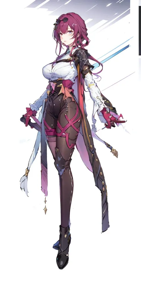 [(white background:1.5)::5], (imid shot:0.95), (full body:1.25), Dynamic angle, (falt color:1.3),colorful,
Kafka,1girl,
<lora:Fashion Tachie_20230728150705-000018:0.7>  <lora:StarRail_Kafka_AP_v1:0.8>
