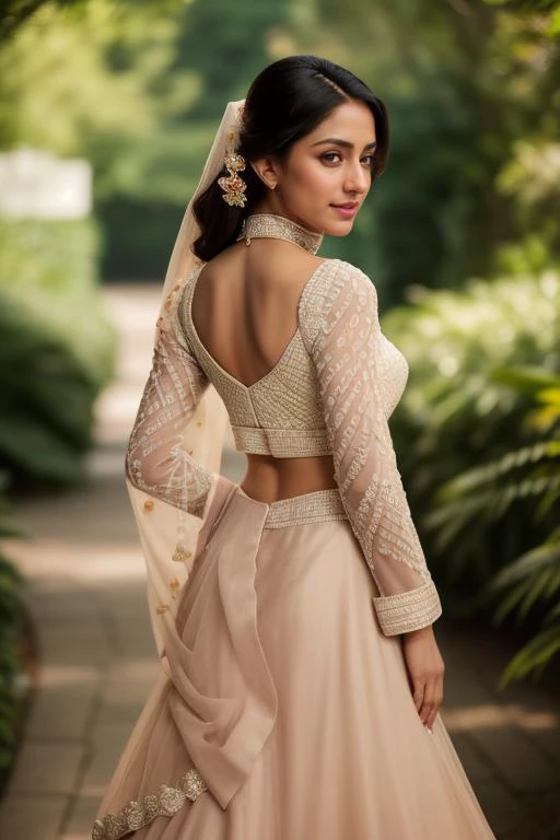 cinematic film still anime artwork p4risa_v2, solo, smile <lora:Outfit_soph_CholiLehengaDupatta:0.65> vibrant colors, layered lehenga, choli, dr3ss, embroidered, organza, lace, standing, choker ,see-through sleeves, long sleeves, eyeliner, eyeshadow, makeup, iridescent lips ,beautiful garden, outdoors, high quality, best quality, high detail, 8k resolution, standing, highly detailed, shallow depth of field, vignette, highly detailed, high budget, bokeh, cinemascope, moody, epic, gorgeous, film grain, grainy