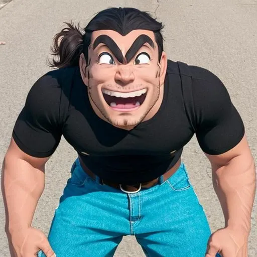 k4nk1ch1 man, <lora:k4nk1ch1 -000059:0.9> black eyes, connected eyebrow, half body