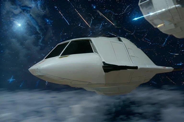 analog gloomy aerial photo of an (aircraft, <lora:v5kyf1ght3r:1>), ((nighttime)), (flying in a space battle), outer space, planet orbit, (explosions in the background), (shooting blue lasers), High Detail, Sharp focus, (photorealism), realistic, best quality, 8k, award winning, dramatic lighting, epic, cinematic, masterpiece, rim light, (action ), war, depth of field, dutch angle, motion blur,