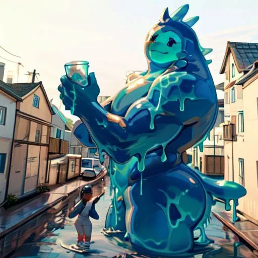 (full body), (soft shading), 4k, hi res, rippley, goo creature, goo humanoid, macro