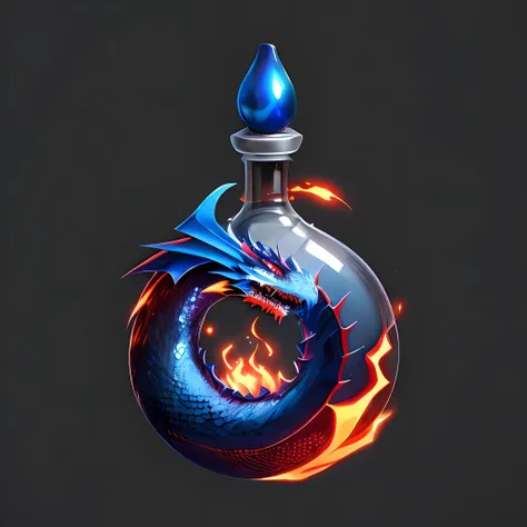 (masterpiece, top quality, best quality, official art, beautiful and aesthetic:1.2),(8k, best quality, masterpiece:1.2),CGgameiconV, no humans, glowing, black background, simple background, dragon, scales, eastern dragon, gem, red eyes, bottle, liquid, red, dargon, ray, blttle,<lora:CGgameiconV:1>,