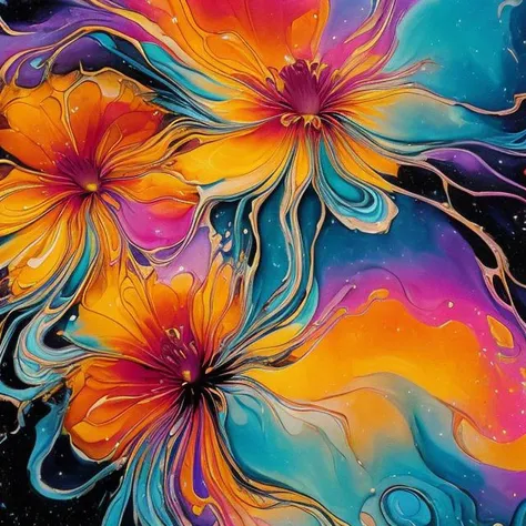 (nebula:0.8) fluid (flower macro:1.3), beautiful abstract intricate wallpaper, centered composition <lora:NEW_acid_fluid_lora:0.7>