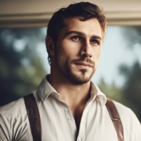 cinematic still a fit man,<lora:Jack_CooperV1.7-000018>,handsome,european,white shirt, . emotional, harmonious, vignette, highly detailed, high budget, bokeh, cinemascope, moody, epic, gorgeous, film grain, grainy