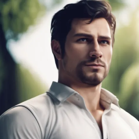 cinematic photo a fit man,<lora:Jack_CooperV1.7-000018>,handsome,european,white shirt,muscular,whiskers, . 35mm photograph, film, bokeh, professional, 4k, highly detailed