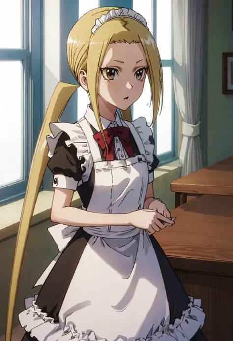 best quality, masterpiece, highres, solo, {hagimura_suzu_seitokaiyakuindomo:0.90}, {maid:1.40}, {long maid dress:1.15}