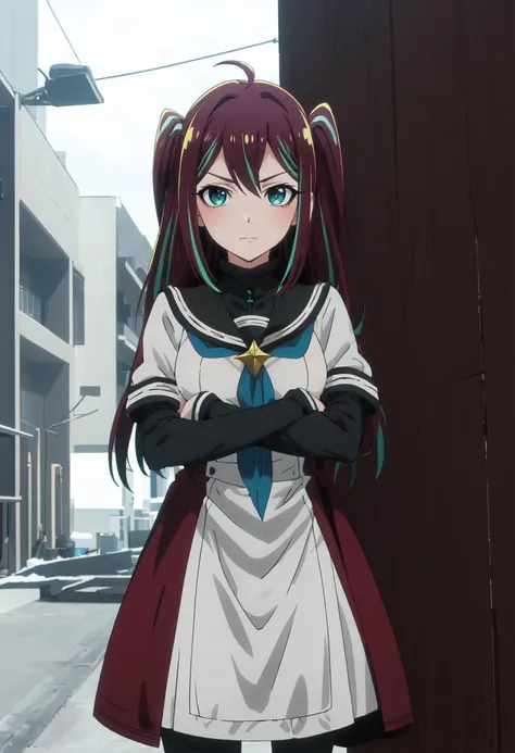 (safe:1.10), best quality, masterpiece, highres, solo, (matama_akoya_mahoushoujoniakogarete:1.10), crossed arms, cowboy shot, looking at viewer, anime_style, 42 <lora:matama_akoya_mahoushoujoniakogarete:0.80>