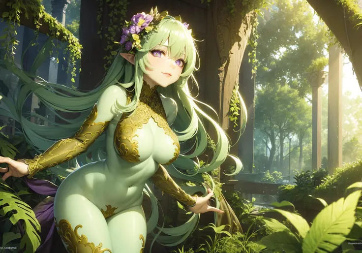1girl, monstergirl, alraune, breasts, ((dappled sunlight)), navel, solo, sunlight, thick thighs,
Character Enhance, Perfect Anatomy, Beautiful and Aesthetic, Brilliant Colors, Intricate Detail, highres, light particles, flares, light rays,
solo, fancy boobs, fancy pussy, fancy hair, masterpiece, best quality, highly detailed, masterpiece, best quality, highly detailed, realistic hair, realistic body, realistic pussy, ass, pussy,
((masterpiece)), (best quality), ((D&D monster art)), D&D, (D&D concept art)
1girl, solo,
john su, (dryad), flower, grin, hair flower, hair ornament, ((monster girl)), palm leaf, pink eyes, pink flower, plant, ((plant girl)), (plant hair), smile, ((monster girl)), (green_skin:1.6), (vines), nude, (hair vines), consistent skin color, green skin,
((standing)), leaning forward, hands on thighs,
atmospheric perspective,
volumetric lighting, good lighting,, masterpiece, best quality, highly detailed, extremely detailed cg unity 8k wallpaper, illustration,((beautiful detailed face)), best quality, (hyper-detailed ), high-resolution illustration ,high quality, highres, sidelighting, (illustrationbest),highres,illustration, absurdres, hyper-detailed, intricate detail, perfect, high detailed eyes, detailed pupils, gorgeous eyes, glowing eyes, perfect lighting, (extremely detailed CG:1.2)