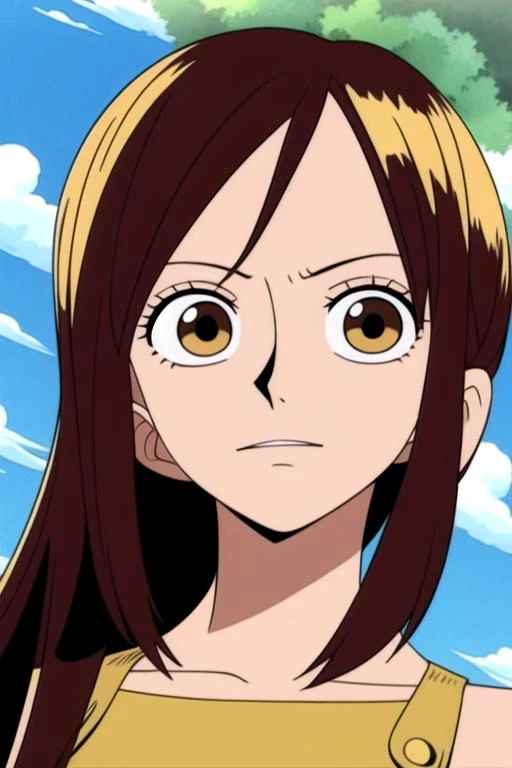 masterpiece, best quality, , 1girl, gold eyes, titian hair,, solo, looking at viewer, upper body, , , , The Isle of Doom, , <lora:one_piece_style:0.96>, one_piece_style