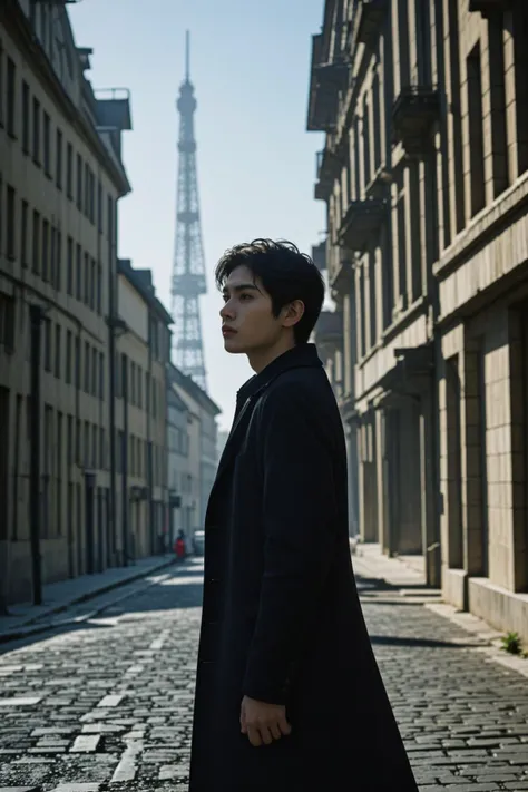 (masterpiece:1.35),(bestquality:1.4),8k,ultra-detailed,photography,(ultra-realistic:1.4),(1boy:1.4125),solo,male_focus,Asian male model,stylish outfit,long coat,(portrait:1.41),Parisian street,Eiffel Tower in the background,sunlight beams,confident expression,fashionable accessories,trendy hairstyle,sophisticated look,urban fashion,European charm,street style,atmospheric lighting,cinematic composition,captivating atmosphere,dynamic pose,cityscape,architectural details,bustling city life,artistic flair,natural lighting,warm tones,eye-catching colors,modern elegance,<lora:LCM-SD1.5:1>,([Daylight simulation lighting|Snoot lighting|global illuminations|Practical lighting|Emergency lighting]),
