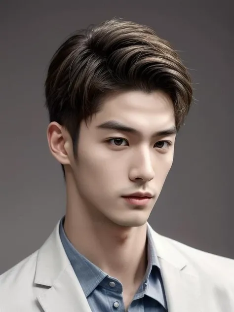 ((masterpiece)),((bestquality)),8k,high detailed,ultra-detailed,photography,award winning,documentary,Original Photo,Realisticity,solo,(1boy;1.4),a male,male focus,silm,Asian,handsome face,(different male face features;1.4),Well-Proportioned Hands,Real Skin Texture,White Marble Glowing Skin,model,thick eyebrows,Dark Light blonde Hair,Fashion wear,(simple background:1.1),[Ambient lighting|Bounce lighting|clean background trending],Head Down,close-up view,Shaved Haircut,[Cinematic Shot|Portrait|Golden Ratio],(random stylish pose action),<lora:muscle_slider_v1:-0.3>,<lora:weight_slider_v2:-0.35>,<lora:add_detail:0.75>,04.äººç©_ç·æ§é ­é«®èç©¿è:ç·è£:ç·ä¸èº«04.äººç©_ç·æ§é ­é«®èç©¿è:ç·çé ­é«®08.äººç©_è¡¨æ:ç¬ç³»å@