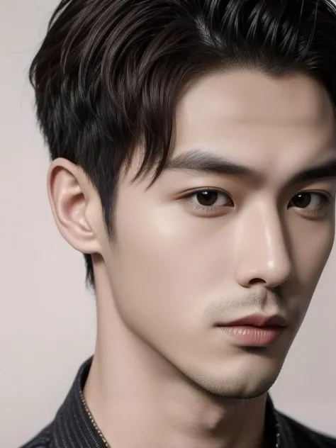 ((masterpiece)),((bestquality)),8k,high detailed,ultra-detailed,photography,award winning,documentary,Original Photo,Realisticity,solo,(1boy;1.4),a male,male focus,silm,Asian,handsome face,(different male face features;1.4),Well-Proportioned Hands,Real Skin Texture,White Marble Glowing Skin,model,thick eyebrows,Dark Light blonde Hair,Fashion wear,(simple background:1.1),[Ambient lighting|Bounce lighting|clean background trending],Head Down,close-up view,Shaved Haircut,[Cinematic Shot|Portrait|Golden Ratio],(random stylish pose action),<lora:muscle_slider_v1:-0.3>,<lora:weight_slider_v2:-0.35>,<lora:add_detail:0.75>,04.äººç©_ç·æ§é ­é«®èç©¿è:ç·è£:ç·ä¸èº«04.äººç©_ç·æ§é ­é«®èç©¿è:ç·çé ­é«®08.äººç©_è¡¨æ:ç¬ç³»å@