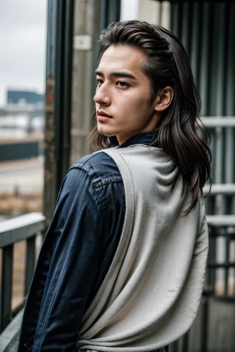 (best quality, masterpiece, ultra-detailed, high quality photography, photo realistic:1.33), (1 male, 27-years-old male, real skin texture, detailed skin texture, :1.21), (random fashion stylish pose, Looking Back, :1.33), solo, slim Asian male, handsome detailed face, Highly Detailed Hands, (random fashion outfit, Cool Hairstyles For Men With Wavy Hair, Shy, argyle_background, :1.1), <lora:增加細節3:1>