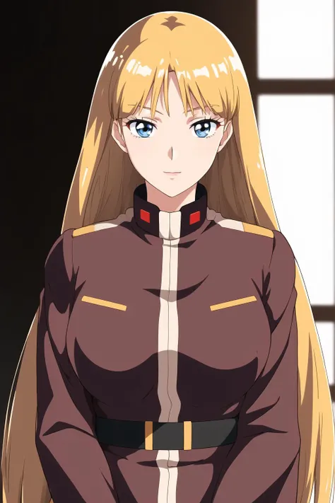 (Night:1.7), Japan, Tokyo, CityView, Before Window,
Standing at attention,
Brown_ jacket,military, military uniform,long sleeves,
<lora:Lucille_Liliant_GundamX-KK77-V1:0.7>,
blonde hair ,blue eyes,long hair,bangs,
1 girl, 24yo,mature female,Beautiful Finger,Beautiful long legs,Beautiful body,Beautiful Nose,Beautiful character design, perfect eyes, perfect face,
looking at viewer, in the center of the image,(Upper_body),(Focus on her face),
NSFW,official art,extremely detailed CG unity 8k wallpaper, perfect lighting,Colorful, Bright_Front_face_Lighting,
(masterpiece:1.0),(best_quality:1.0), ultra high res,4K,ultra-detailed,
photography, 8K, HDR, highres, absurdres:1.2, Kodak portra 400, film grain, blurry background, bokeh:1.2, lens flare, (vibrant_color:1.2)
(Beautiful,large_Breasts:1.0), (beautiful_face:1.5),(narrow_waist),
