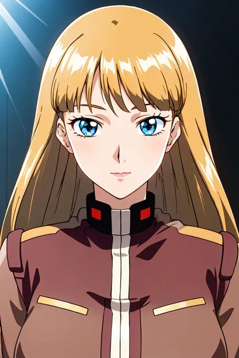 Brown_ jacket,military, military uniform,long sleeves,
<lora:Lucille_Liliant_GundamX-KK77-V1:0.7>,
blonde hair ,blue eyes,long hair,bangs,
1 girl, Young female,Beautiful Finger,Beautiful long legs,Beautiful body,Beautiful Nose,Beautiful character design, perfect eyes, perfect face,expressive eyes, looking at viewer, (light_smile:0.5), official art,extremely detailed CG unity 8k wallpaper, perfect lighting,Colorful, Bright_Front_face_Lighting,shiny skin, (masterpiece:1.0),(best_quality:1.0), ultra high res,4K,ultra-detailed, photography, 8K, HDR, highres, absurdres:1.2, Kodak portra 400, film grain, blurry background, bokeh:1.2, lens flare, (vibrant_color:1.2) (Beautiful,large_Breasts:1.0), (beautiful_face:1.5),(narrow_waist), cowboy shot
