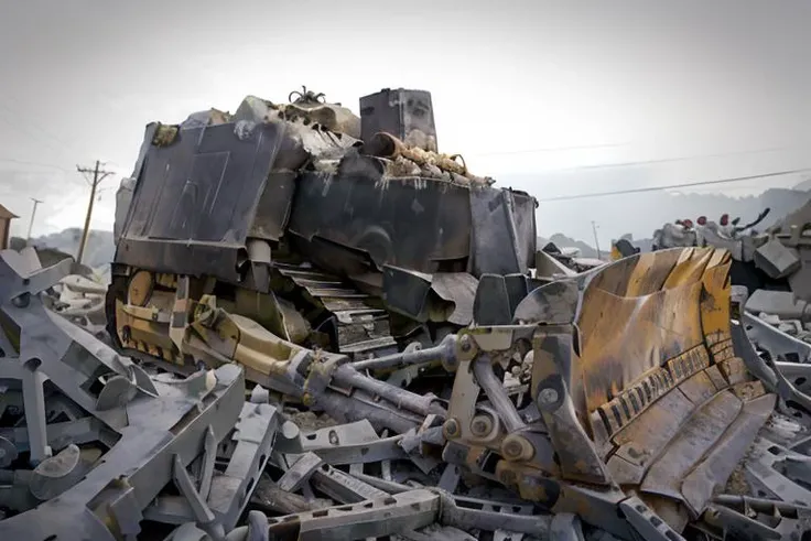 analog gloomy photo of a bulldozer with yellow blade, <lora:k1lld0z3r:1.0>, (at night), snow, (horror movie), ((nighttime)), (midnight), (bones on the ground:1.5), High Detail, Sharp focus, (photorealism), realistic, best quality, 8k, award winning, dramatic lighting, epic, cinematic, masterpiece, rim light, ambient fog:1.5, smoke:0.5, dutch angle, depth of field, wide angle lens, low angle shot,