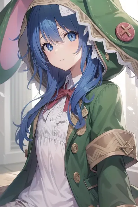 dalyoshino, <lyco:yoshino-lyco-nochekaiser:1>,
yoshino, blue eyes, blue hair, long hair,
BREAK animal ears, animal hood, boots, coat, eyepatch, green footwear, hand puppet, hood, puppet, rabbit, rabbit ears, stuffed animal, stuffed toy,
BREAK looking at viewer,
BREAK indoors,
BREAK <lyco:GoodHands-beta2:1>, (masterpiece:1.2), best quality, high resolution, unity 8k wallpaper, (illustration:0.8), (beautiful detailed eyes:1.6), extremely detailed face, perfect lighting, extremely detailed CG, (perfect hands, perfect anatomy),