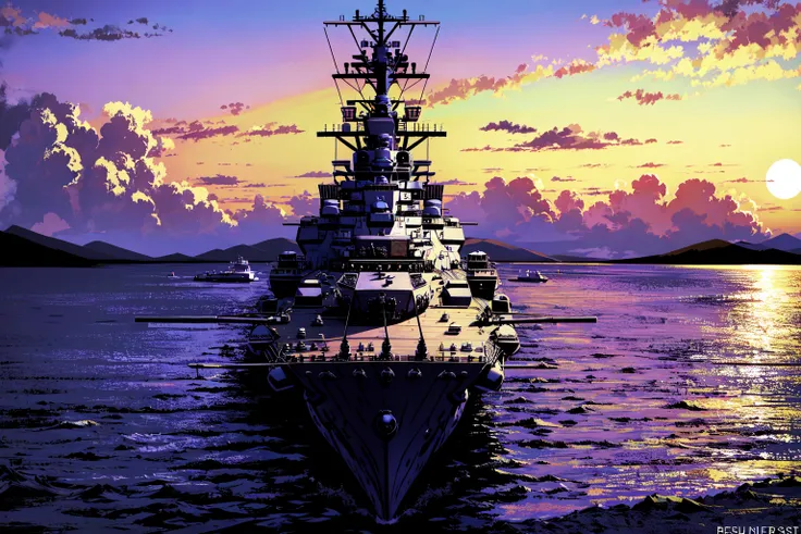 absurdres, highres, best quality, <lora:c64Graphics_v10:0.7>, re-class battleship,