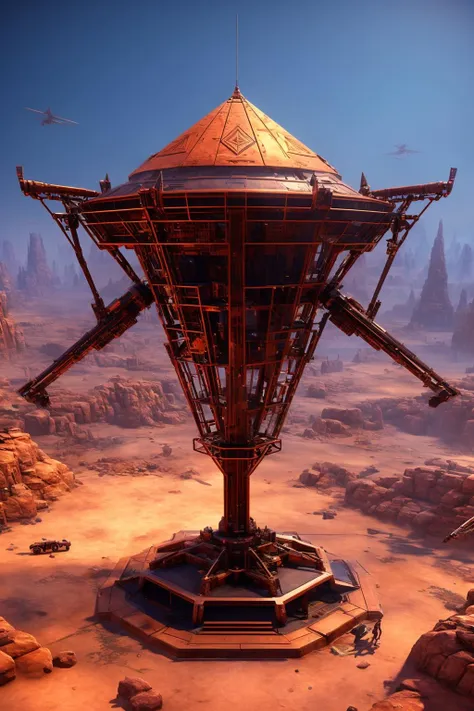 best quality,masterpiece,highly detailed,ultra-detailed,game cg,futuristic,hard surface modeling,a mechanical pyramid,<lora:CPFT:0.7>,