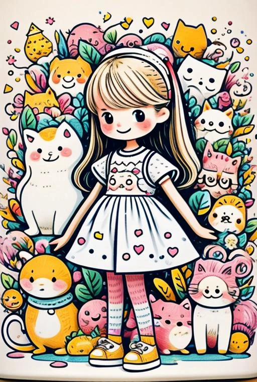 Cute Chibi Cat Pattern Style 