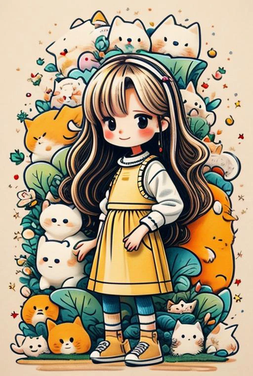 Cute Chibi Cat Pattern Style 