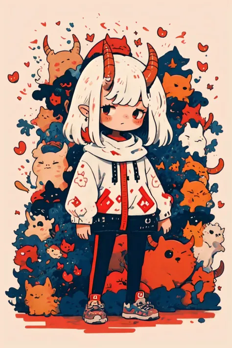 masterpiece, best quality, ultra high res, beautiful, visually stunning, elegant, incredible details,  <lora:c1b1 - Chibi:1>, c1b1, chibi, cute,  <lora:0n1 - RedOni:0.65>, oni horns, oni, red oni,