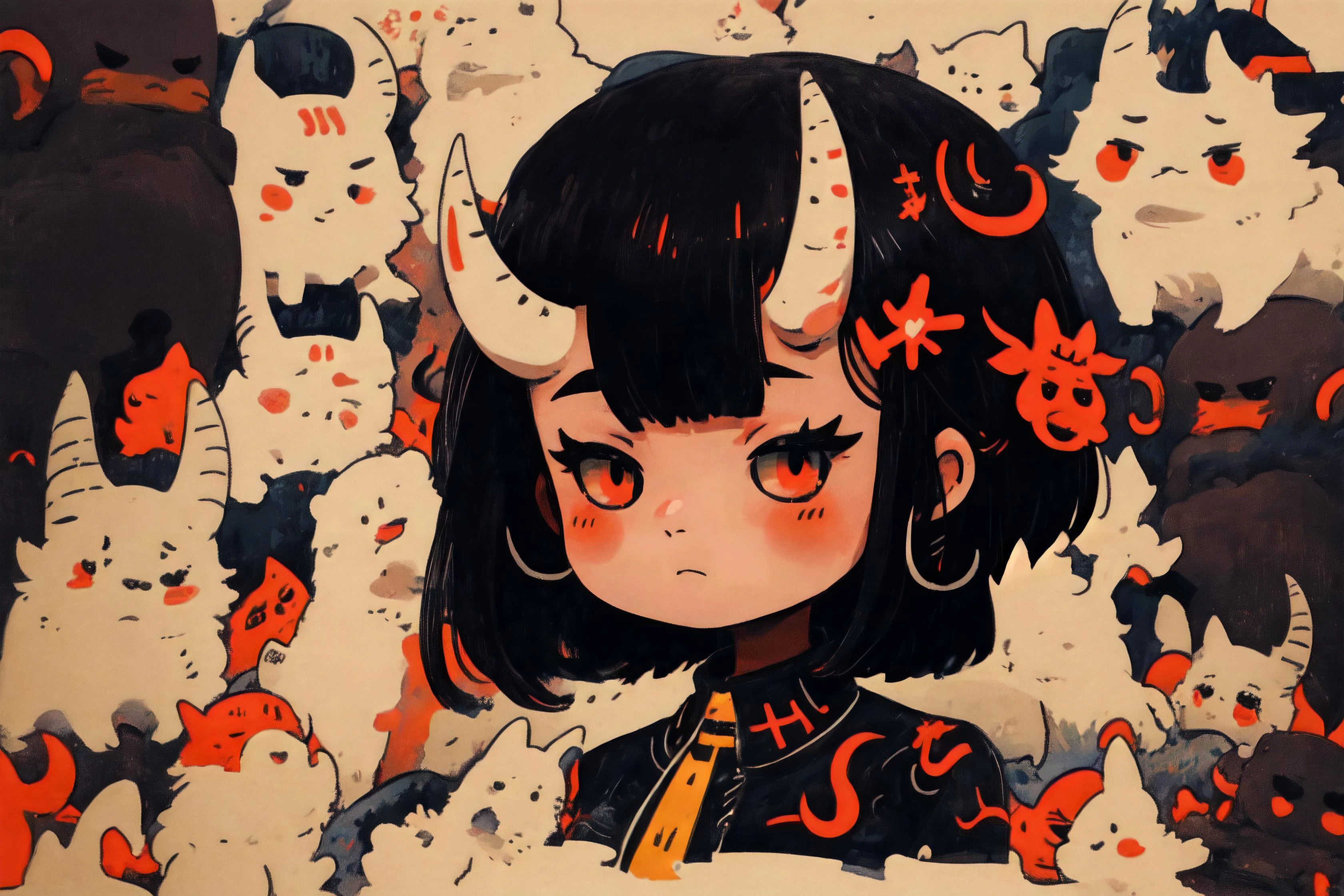 Cute Chibi Cat Pattern Style 