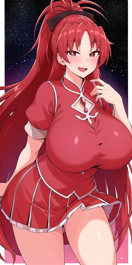 A woman in a red dress is posing for a picture - SeaArt AI