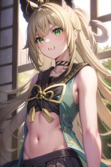 Blonde and green eyed anime girl posing for a photo, Twin tail、mesh fabric、Kirokaze pixel art,No background、white leotard、sexual activity、show the underboob、 (White Background:1.2), Simple Background,  trihedral figure、Reference Sheet, Shadow lighting,