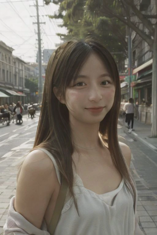 Nsfw,Backlight,masterpiece,bestquality,highlydetailed,ultra-detailed, realistic, photorealistic, solo, realistic,  1girl, Street Fashions,  small mouth, double eyelids, smile lines, Straight hair, hair covering ears, small breasts, dedicated nipple Slender, fair skin, slim, high light  exposure, thin