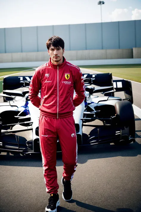 Handsome guy wearing tight racing suit