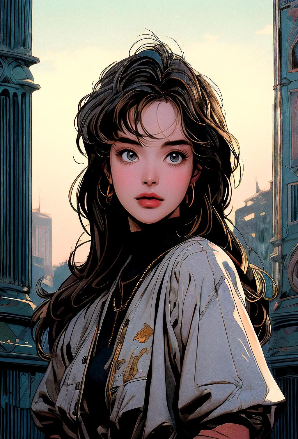a beautiful margot robbie sculpture standing in a crowded city, 8 k resolution, high detail golden hour, sharp focus, detailed, centered, masterpiece, digital painting, artstation, concept art, donato giancola, Joseph Christian Leyendecker, WLOP, Boris Vallejo, Breathtaking, 8k resolution, extremely detailed, beautiful, establishing shot, artistic, hyperrealistic, beautiful face, octane render, cinematic lighting, dramatic lighting, masterpiece