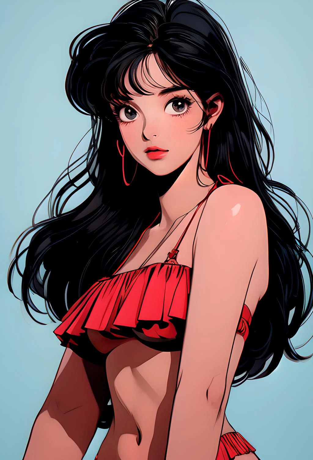 (masterpiece, high quality, ultra detailed, perfect body ratio:1.3), (25 year old girl), (plump:0.9), (bikini:1.3)
