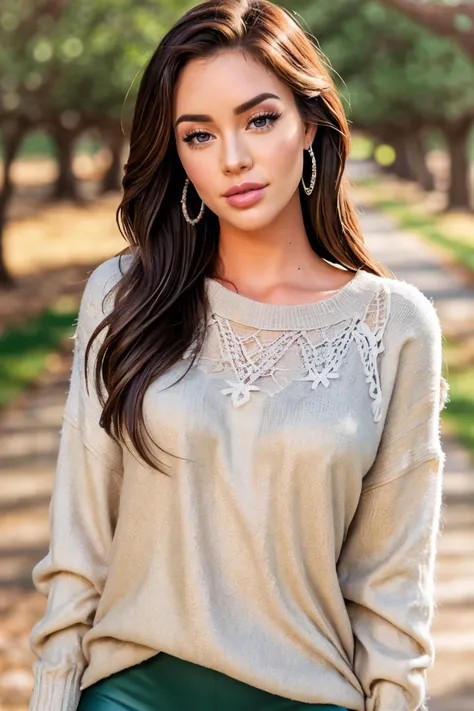 S418_JessicaWilde, long hair, smiling, modern photo, (wearing edgPO pullover, edgPO), <lora:edgPullovers:1>, (wearing leggings), walking in the park, calm atmosphere, (35mm, F/2.8) Photo Focus, DOF, Aperture, insanely detailed and intricate, character, hypermaximalist, beautiful, revealing, appealing, attractive, amative, hyper realistic, super detailed, beautiful woman, ((detailed eyes)), long eyelashes, (glossy lips), sfw