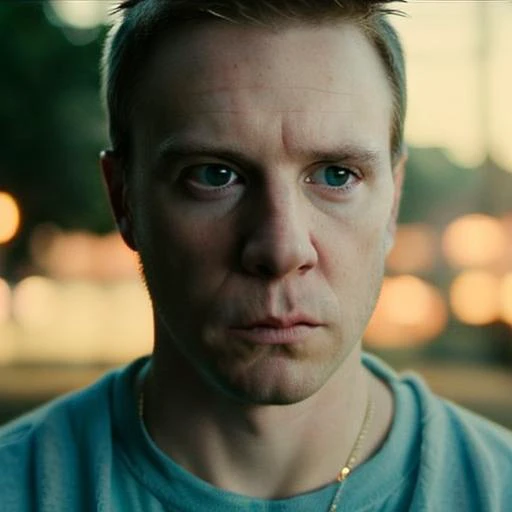 (35mmstyle:1) artstyle close up portrait photo cinematic film still of a Emo White Rockstar man, depth of field, nighttime, natural light