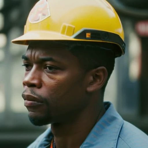 (35mmstyle:1) a close up color 35mm film still of a black man infront of a explosion in Bronx, NY, depth of field, 4K