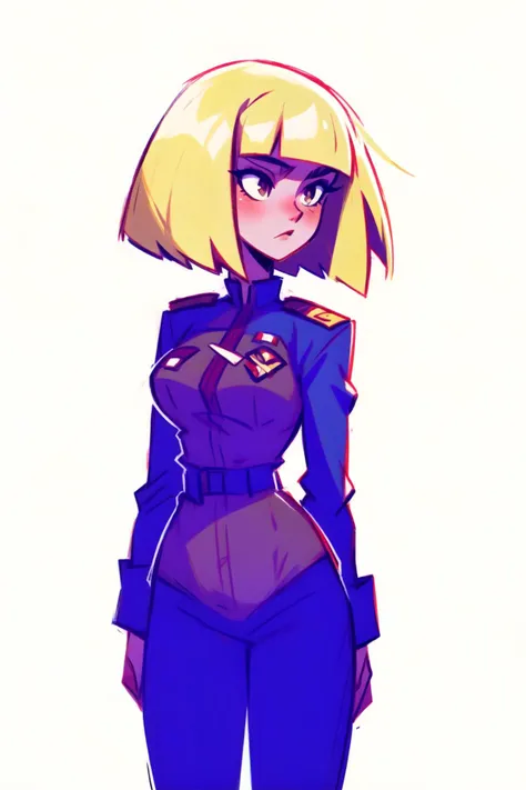 fast sketch style, illustration of a beautiful woman, 27 years old, short boho bob cut hair, blonde, wearing a military suit, medium breasts, tight body, <lora:CuteWebComic:1>