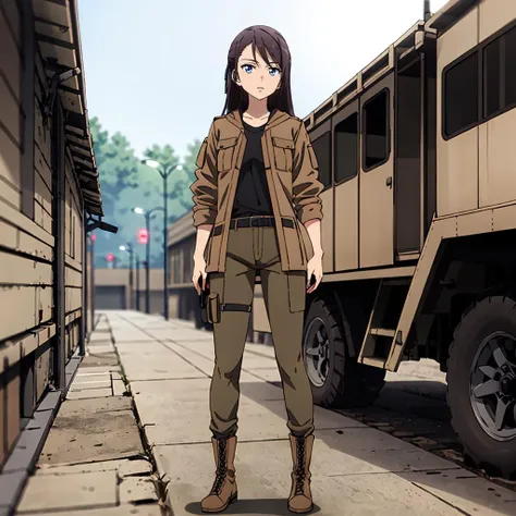 masterpiece,highres,high quality,extremely detailed,solo,
<lora:RekkaLin001:0.7>,
RekkaLin,1girl,
long hair,
military uniform,jacket,open jacket,black shirt,
belt,pants,
boots,
full body,