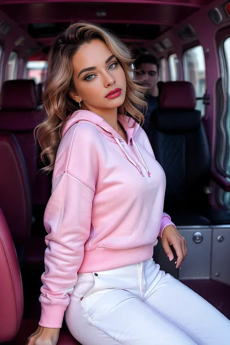 <lora:4sh13y_25A-final:0.9>,a selfie photograph of beautiful (4sh13y:1.1) woman,as a beautiful tourist,wearing a (cerise pink sweatshirt:1.2) and (white cargo pants:1.1),holding a camera,sitting on upper deck of open tour bus,driving through (Las Vegas Strip:1.1) at night with bright neon signs,messy hair,lipstick,makeup and eyeshadow,(upper body),(medium closeup shot),travel photograph,sharp focus,detailed eyes,(highly detailed),(HDR),(8k wallpaper),colorful,vivid color,intricately detailed,high contrast,highres,absurdres,hyper realistic,UHD,majestic,taken with iphone 13,exposure blend,extremely intricate,dramatic,(looking at viewer),4k textures,elegant,(cinematic look),hyperdetailed,as seen on instagram