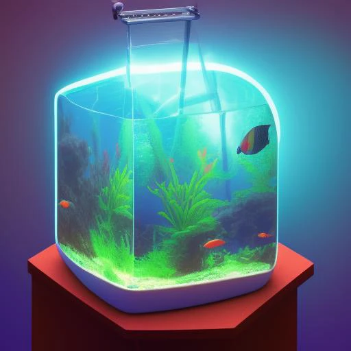 a painting of a fish tank with a fish inside of it and a fish in it's tank in the middle, art by IsometricHyper