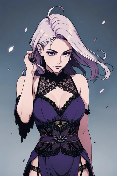 1girl, (mature female:1.2), beautiful wizard girl, purple dress, strong wind, wind lift, wearing lace garter, bright background, arcane magic, volumetric lighting, best quality, masterpiece, intricate details, tonemapping, realistic, <lora:sketchy:0.6>
