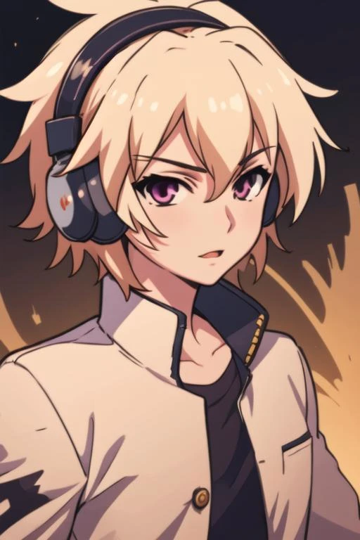 masterpiece, best quality, high quality, 1boy, solo, male focus, looking at viewer, upper body, <lora:izayoi_sakamaki:0.78>, izayoi_sakamaki, , headphones,